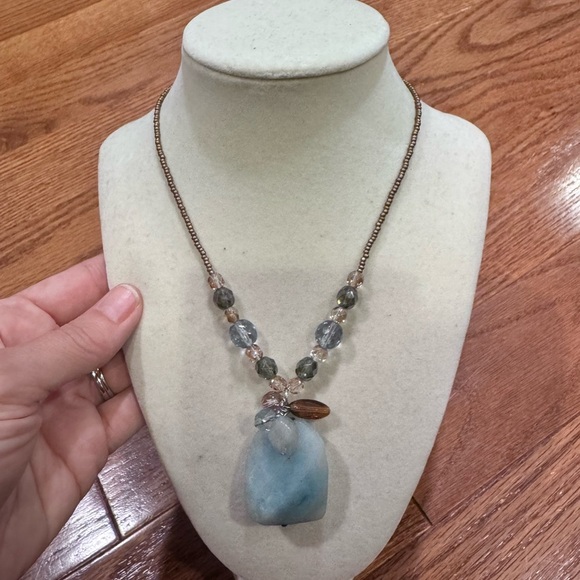 Elegant Blue and Silver Beaded Necklace - Picture 1 of 5